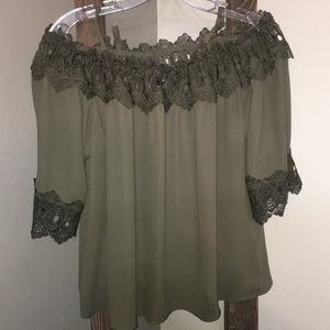 A. Byer olive green blouse off shoulders size XL